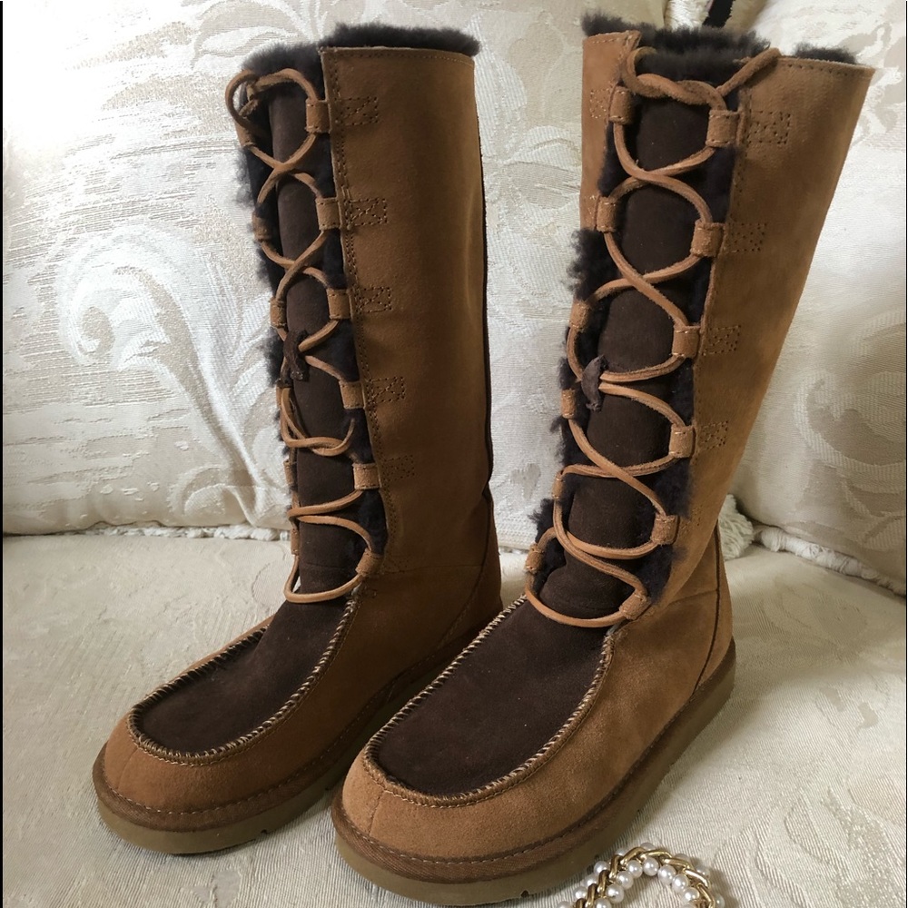 NEW UGG Tall Leather Sheepskin Boots 5